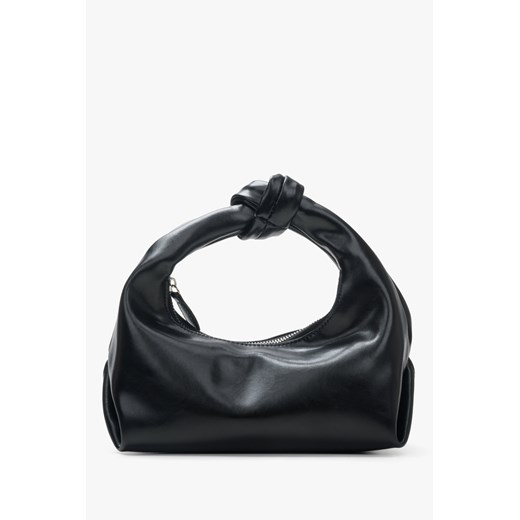 Estro: Czarna wieczorowa torebka damska z teksturowaną rączką ze skóry naturalnej ze sklepu Estro w kategorii Kuferki - zdjęcie 173031051