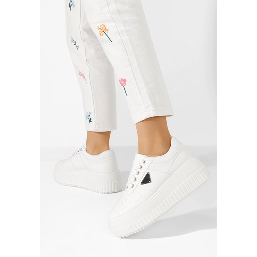 Białe sneakersy na platformie Safira ze sklepu Zapatos w kategorii Buty sportowe damskie - zdjęcie 173031424