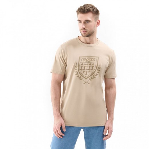 Męski t-shirt z nadrukiem Prosto Tronite - beżowy S Sportstylestory.com