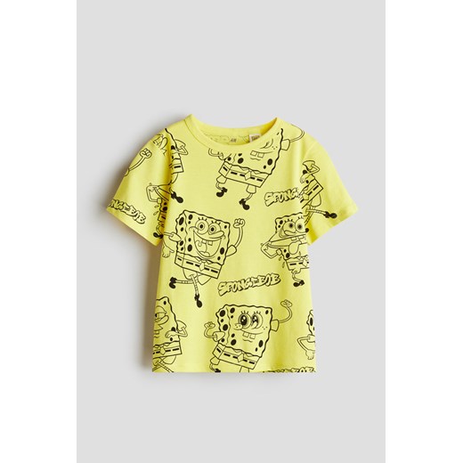 H & M - Bawełniany T-shirt z nadrukiem - Żółty ze sklepu H&M w kategorii T-shirty chłopięce - zdjęcie 173032694