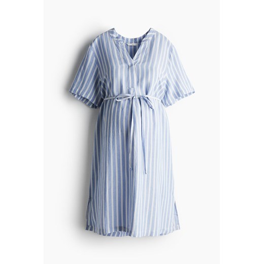 H & M - MAMA Tunikowa sukienka z domieszką lnu - Niebieski H & M XL H&M