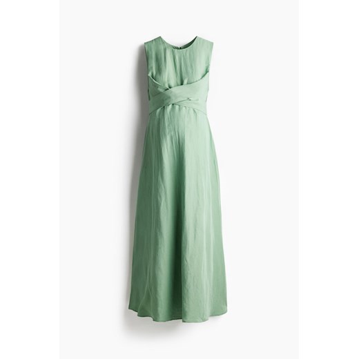 H & M - MAMA Sukienka z domieszką lnu - Zielony H & M XS H&M