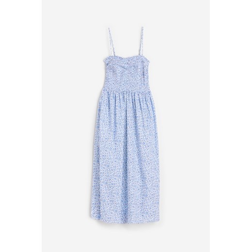 H & M - Bawełniana sukienka z elastycznym marszczeniem - Niebieski H & M XXL H&M
