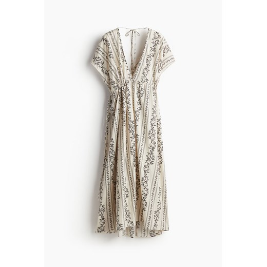 Sukienka H & M z długim rękawem z dekoltem w serek oversize na wiosnę 
