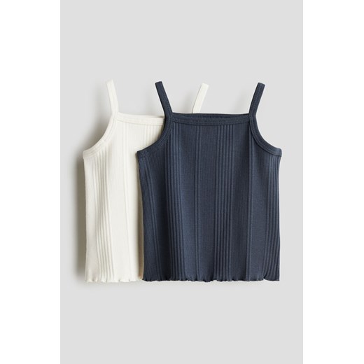 H & M - Bawełniany top na ramiączkach 2-pak - Niebieski ze sklepu H&M w kategorii Bluzki damskie - zdjęcie 173032834