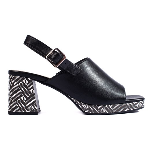 Czarne stylowe sandały na słupku Sergio Leone ze sklepu ButyModne.pl w kategorii Sandały damskie - zdjęcie 173032901
