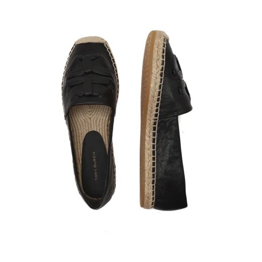 TORY BURCH Skórzane espadryle WOVEN DOUBLE T ALINE Tory Burch 40 Gomez Fashion Store promocyjna cena