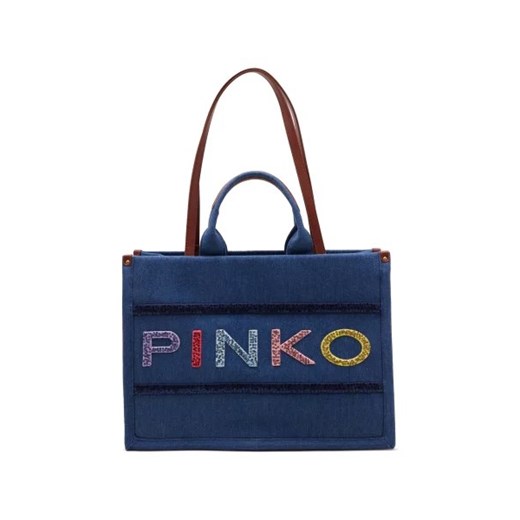 Pinko Shopperka SHOPPER DENIM RICAMO LOGO ze sklepu Gomez Fashion Store w kategorii Torby Shopper bag - zdjęcie 173105494