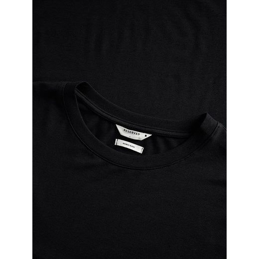 Reserved - T-shirt regular z tkaniny bambusowej - czarny ze sklepu Reserved w kategorii T-shirty męskie - zdjęcie 173117404
