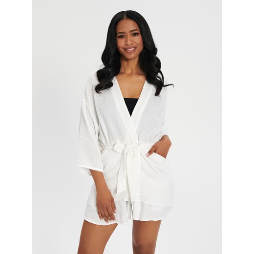 Sinsay - Kimono - biały Sinsay XL Sinsay