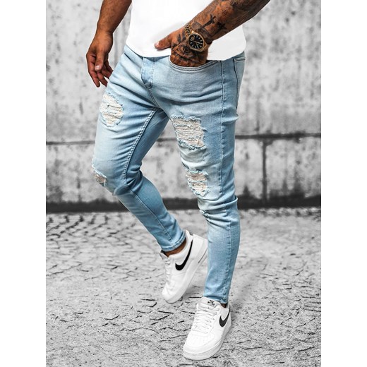 Spodnie jeansowe męskie niebieskie OZONEE O/425SP ze sklepu ozonee.pl w kategorii Jeansy męskie - zdjęcie 173118304