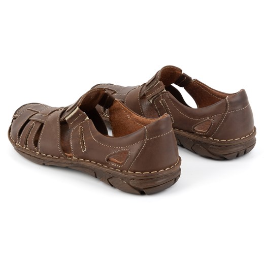 Buty męskie wsuwane na lato skórzane 902MP brązowe Buty Olivier 42 butyolivier
