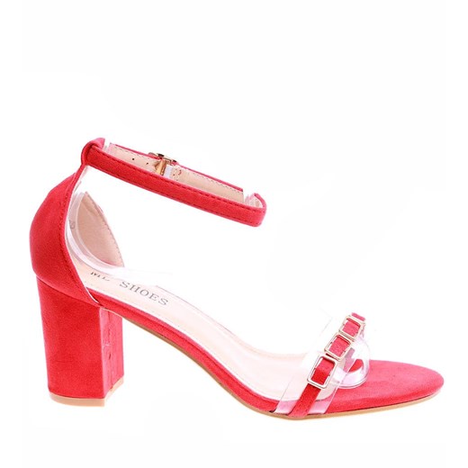 Czerwone sandały damskie na obcasie /G5-2 16332 T142/ ze sklepu Pantofelek24.pl w kategorii Sandały damskie - zdjęcie 173120982