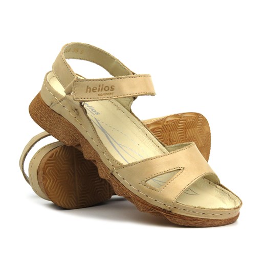 Skórzane sandały damskie  - HELIOS Komfort 248, jasnobeżowe Helios Komfort 40 ulubioneobuwie