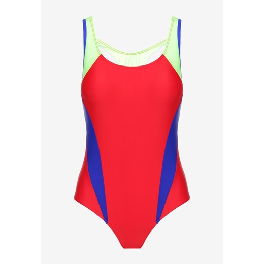 Czerwony Strój Kąpielowy Jednoczęściowy na Ramiączkach z Kolorowymi Elementami Renee 42 okazja Renee odzież