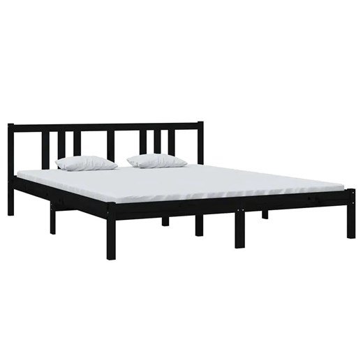 Czarne drewniane łóżko z zagłówkiem 160x200 cm - Kenet 6X Elior One Size Edinos.pl
