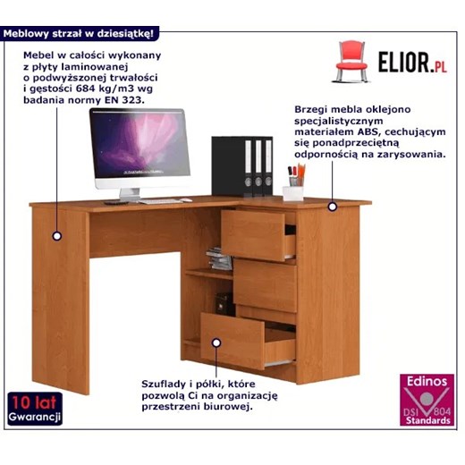 Narożne biurko młodzieżowe olcha - Heron 2X Elior One Size Edinos.pl