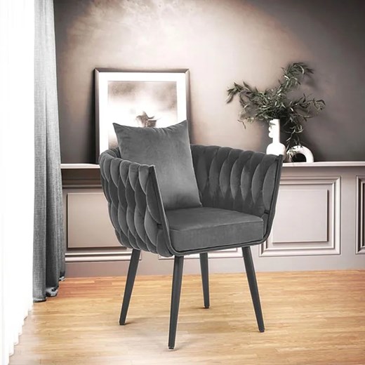Szary welurowy fotel wypoczynkowy - Ruleso 4X Elior One Size Edinos.pl