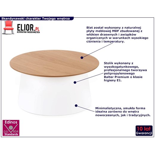 Biała okrągła ława nowoczesna - Linas 3X Elior One Size Edinos.pl