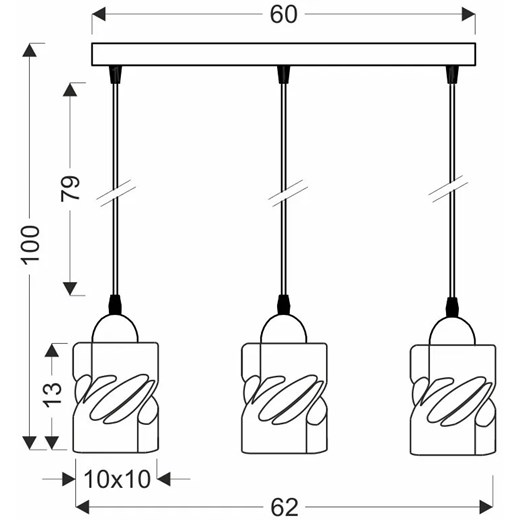 Czarna lampa wisząca nad stół z 3 kloszami szkło dymione - Z25-Jetra Lumes One Size Edinos.pl