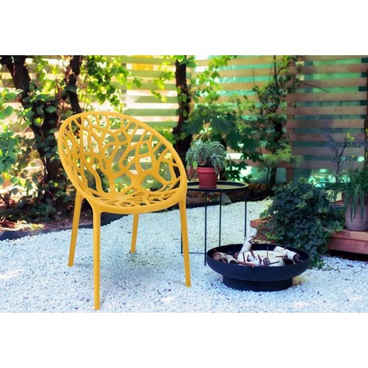 Krzesło tarasowe z ażurowym siedziskiem ciemny żółty - Moso Elior One Size Edinos.pl