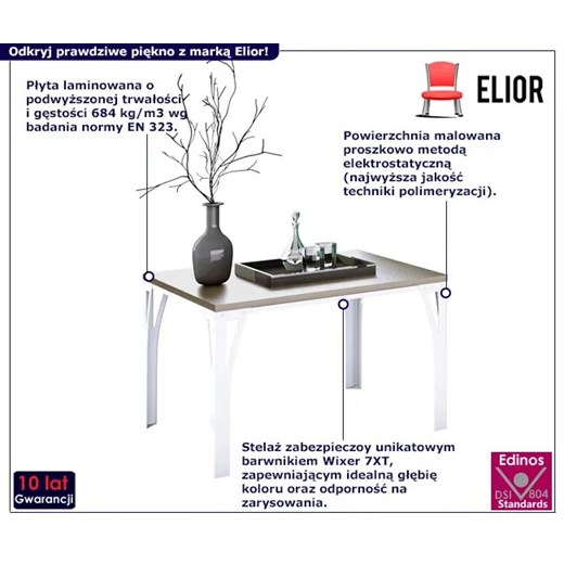 Skandynawski stolik kawowy biały + dąb sonoma - Horix 5X Elior One Size Edinos.pl