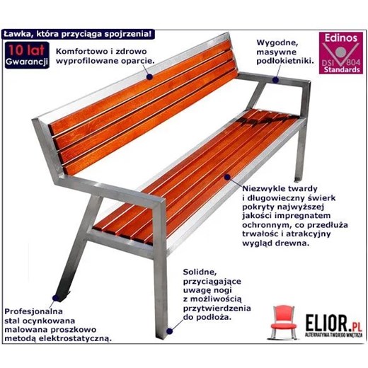 Nowoczesna ławka parkowa Atena 180 cm - 84 kolory Elior One Size Edinos.pl