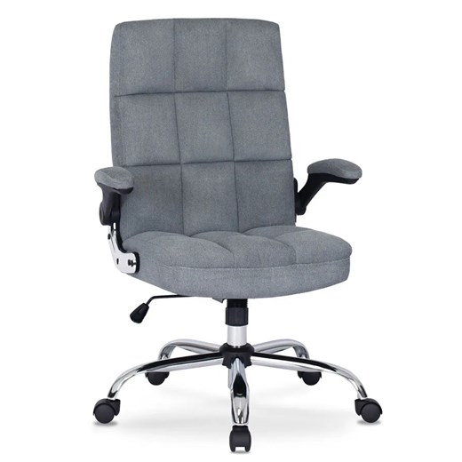 Szary tapicerowany fotel biurowy pikowany - Mevo 4X Elior One Size Edinos.pl