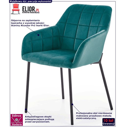 Nowoczesne krzesło tapicerowane Zeppen - ciemny zielony Elior One Size okazyjna cena Edinos.pl
