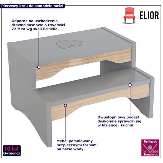 Szary dwustopniowy podest dla dzieci - Trapsi Elior One Size Edinos.pl