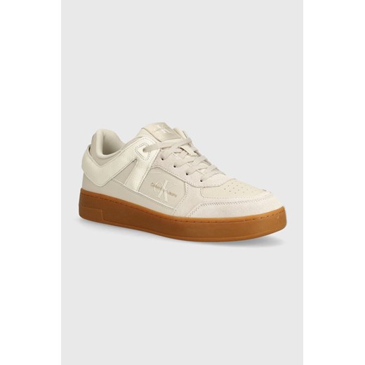 Calvin Klein Jeans sneakersy BASKET CUP LOW LACEUP LTH ML MTR kolor beżowy YM0YM00994 ze sklepu ANSWEAR.com w kategorii Buty sportowe męskie - zdjęcie 173122921