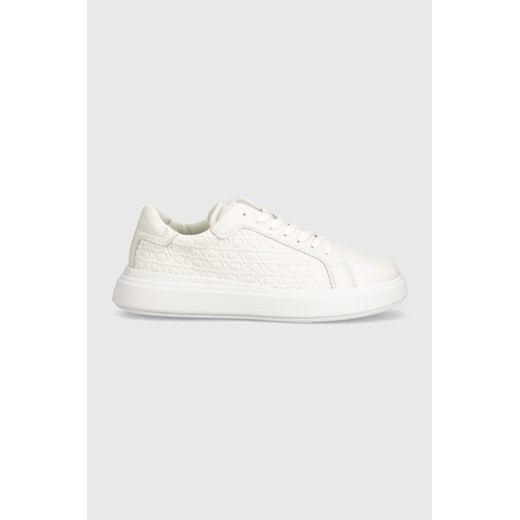 Calvin Klein sneakersy skórzane HM0HM01498 kolor biały LOW TOP LACE UP LTH MONO Calvin Klein 46 ANSWEAR.com