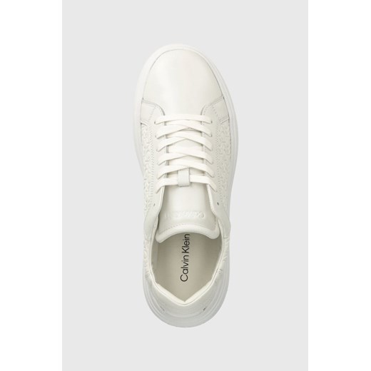 Calvin Klein sneakersy skórzane HM0HM01498 kolor biały LOW TOP LACE UP LTH MONO Calvin Klein 45 ANSWEAR.com