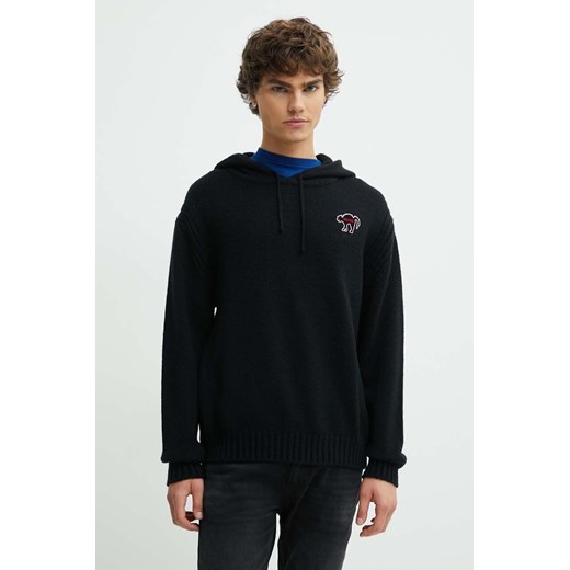 HUGO sweter z domieszką wełny męski kolor czarny ciepły 50516626 ze sklepu ANSWEAR.com w kategorii Swetry męskie - zdjęcie 173123063