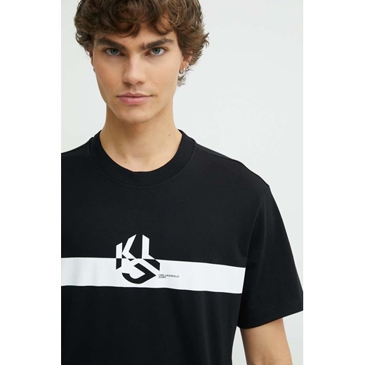 Karl Lagerfeld Jeans t-shirt bawełniany męski kolor czarny z nadrukiem 245D1701 ze sklepu ANSWEAR.com w kategorii T-shirty męskie - zdjęcie 173123162
