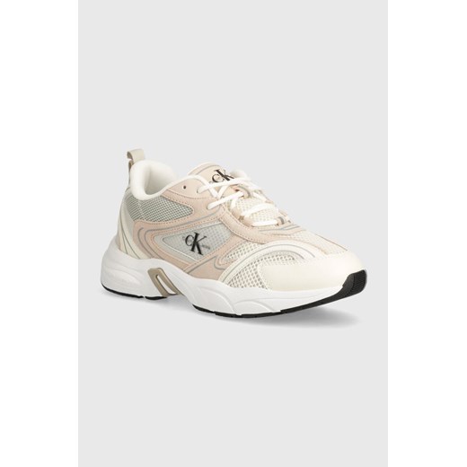 Calvin Klein Jeans sneakersy YW0YW00891 RETRO TENNIS SU-MESH W kolor beżowy YW0YW00891 ze sklepu ANSWEAR.com w kategorii Buty sportowe damskie - zdjęcie 173123182