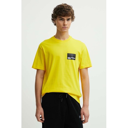 Karl Lagerfeld Jeans t-shirt bawełniany męski kolor żółty z nadrukiem ze sklepu ANSWEAR.com w kategorii T-shirty męskie - zdjęcie 173123192