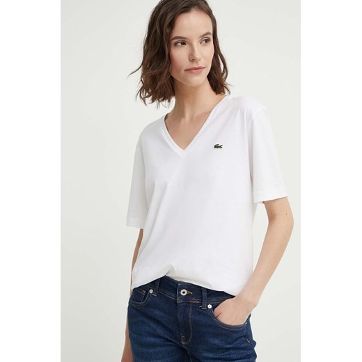Lacoste t-shirt bawełniany damski kolor biały ze sklepu ANSWEAR.com w kategorii Bluzki damskie - zdjęcie 173123342