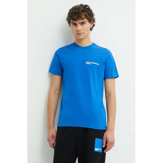 Karl Lagerfeld Jeans t-shirt bawełniany męski kolor niebieski z aplikacją ze sklepu ANSWEAR.com w kategorii T-shirty męskie - zdjęcie 173123362