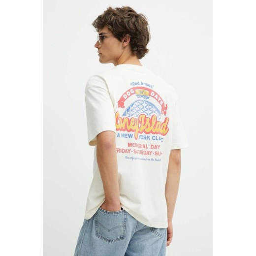 Hollister Co. t-shirt bawełniany męski kolor beżowy z nadrukiem ze sklepu ANSWEAR.com w kategorii T-shirty męskie - zdjęcie 173123372