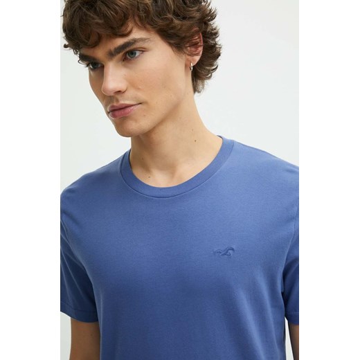 Hollister Co. t-shirt bawełniany męski kolor niebieski gładki ze sklepu ANSWEAR.com w kategorii T-shirty męskie - zdjęcie 173123401