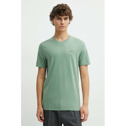 Hollister Co. t-shirt bawełniany męski kolor zielony gładki ze sklepu ANSWEAR.com w kategorii T-shirty męskie - zdjęcie 173123410