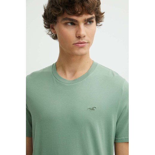 Hollister Co. t-shirt bawełniany męski kolor zielony gładki Hollister Co. XS ANSWEAR.com