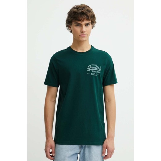 Superdry t-shirt męski kolor zielony z nadrukiem M1011979A-9VK ze sklepu ANSWEAR.com w kategorii T-shirty męskie - zdjęcie 173123424