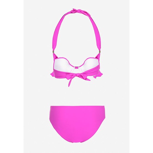 Fioletowe Bikini Dwuczęściowe Stanik Wiązany na Szyi Majtki Typu Figi Uvadia 44 Born2be Odzież