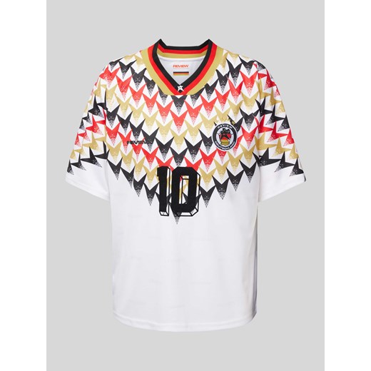 T-shirt z flokowanym nadrukiem i dekoltem w serek ze sklepu Peek&Cloppenburg  w kategorii T-shirty męskie - zdjęcie 173124111