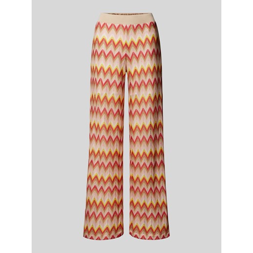 Spodnie materiałowe z szerokimi nogawkami i wzorem w zygzaki ze sklepu Peek&Cloppenburg  w kategorii Spodnie damskie - zdjęcie 173124161
