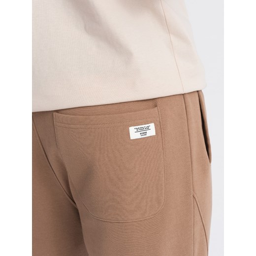 Spodnie męskie dresowe typu jogger - brązowe V2 OM-PABS-0173 XXL ombre