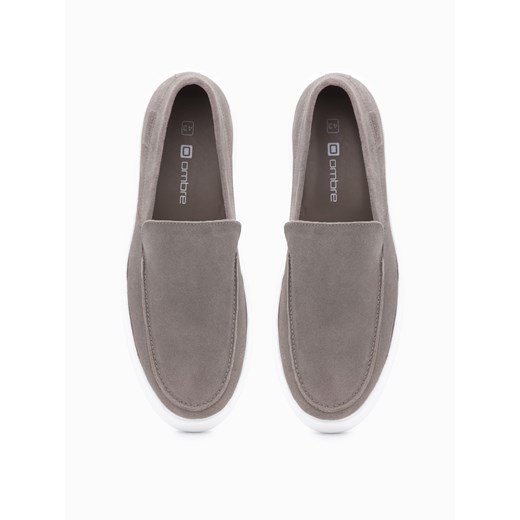 Półbuty męskie slip on na grubej podeszwie - ciemnobeżowy V1 OM-FOCS-0152 45 ombre promocja