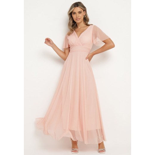 Różowa Kopertowa Rozkloszowana Sukienka z Wiązaniem w Talii Kolea ze sklepu Born2be Odzież w kategorii Sukienki - zdjęcie 173127453